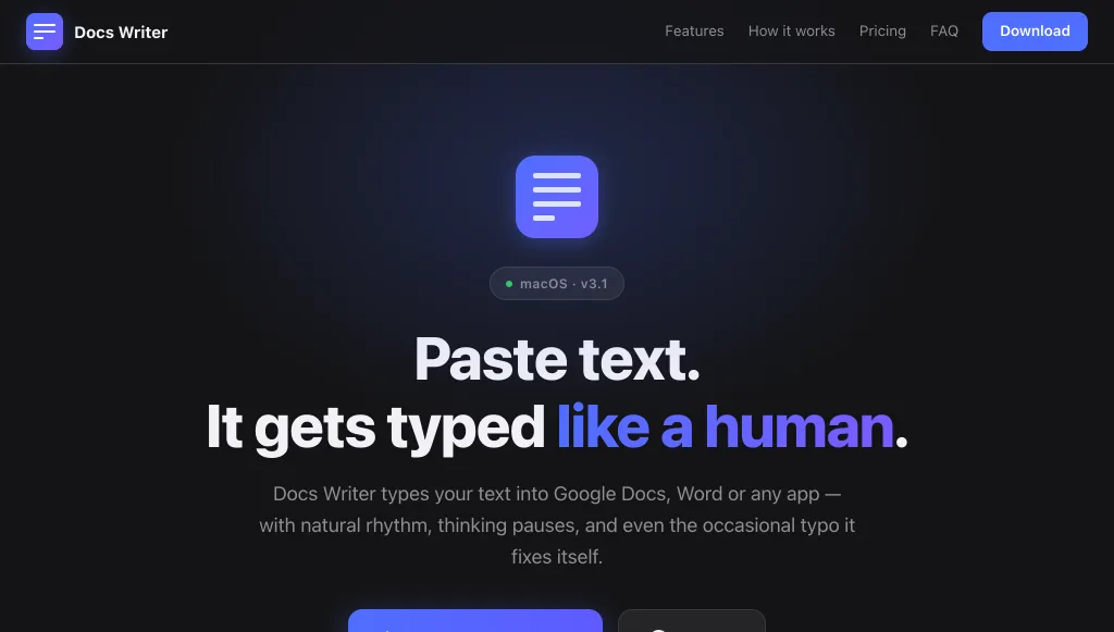 Náhled webu Docs Writer